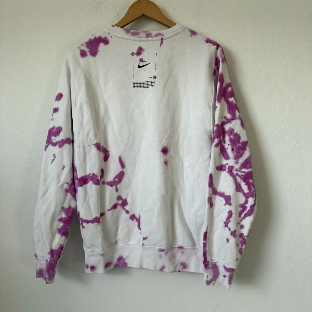 Nike Crewneck Sweatshirt Womens Small Pink Tie Dye Oversized Fleece